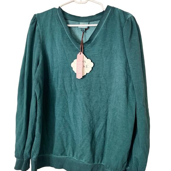 Knox Rose Sweaters - KNOX ROSE Sweater Crew Neck Long Sleeve Striped Lightweight teal blue NEW Large